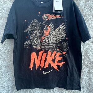 Nike Black Graphic T-Shirt with Orange Design
